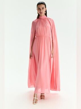 H&M LIMITED EDITION DRAPED CAPE-DETAIL DRESS